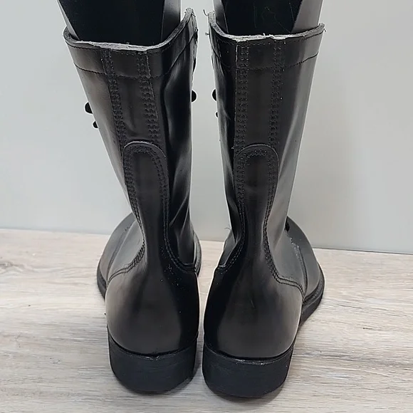 NEW VNTG Leather Military Maxitred Jump Tall Combat Lace-Up Boots Blk Sz 10 - Picture 11 of 16